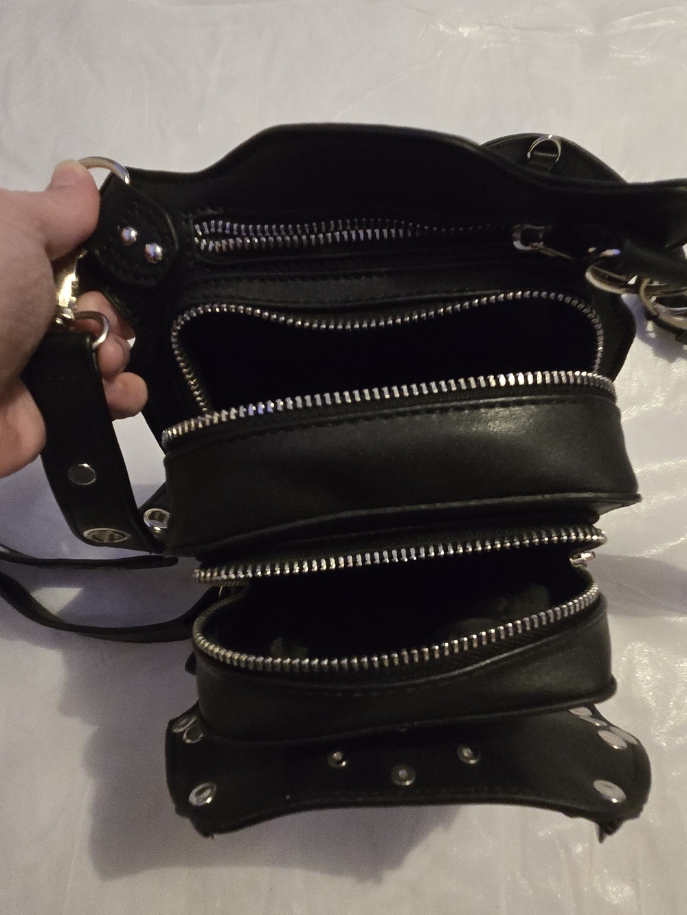 Black Studded Crossbody Bag with Decorative Hardware - Picture 3 of 3